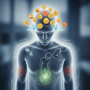 A conceptual illustration of the long-term risks on vital organs, showing a semi-transparent human figure with damaged kidneys, a fatty heart, and an unhealthy liver.