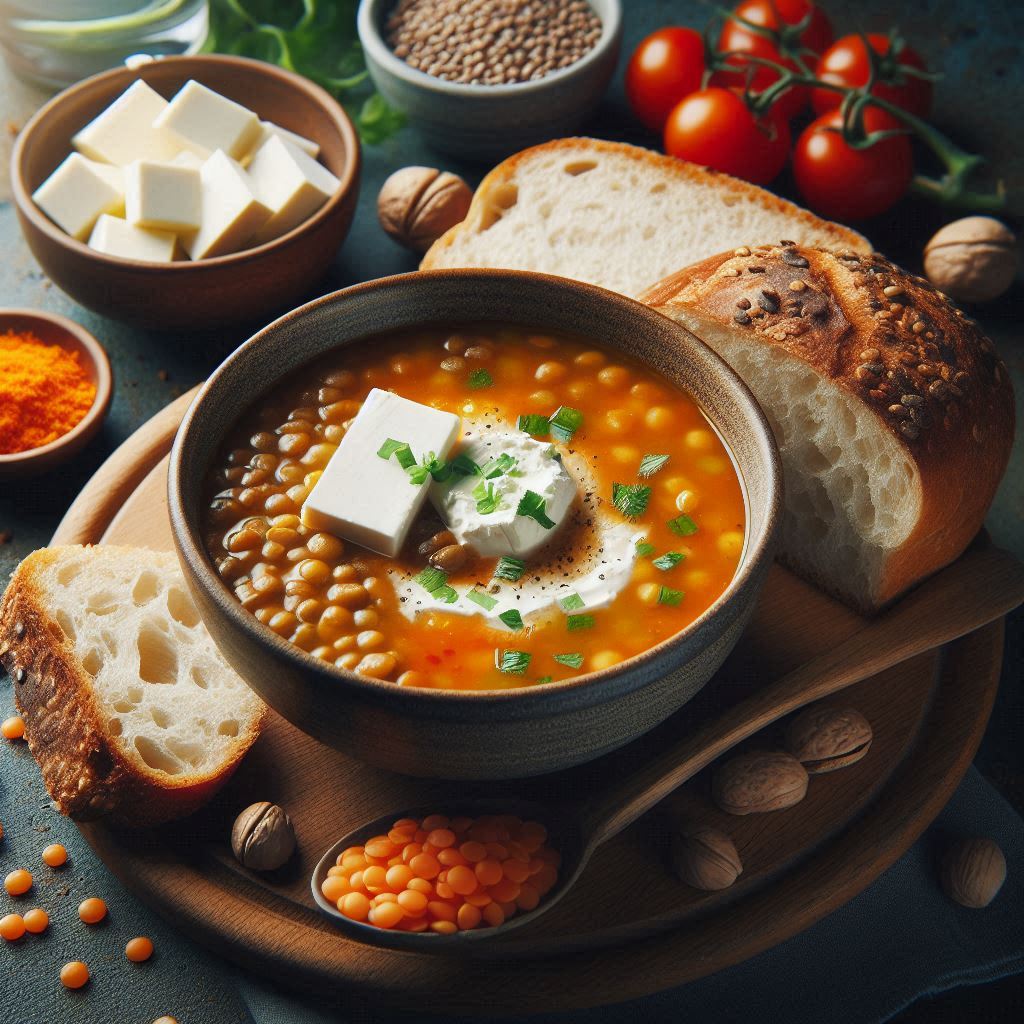 Lentil soup with cheese